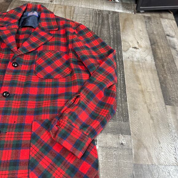 Vintage Pendleton Wool Button Down Plaid Shirt Unlined Coat Size M - Picture 11 of 11